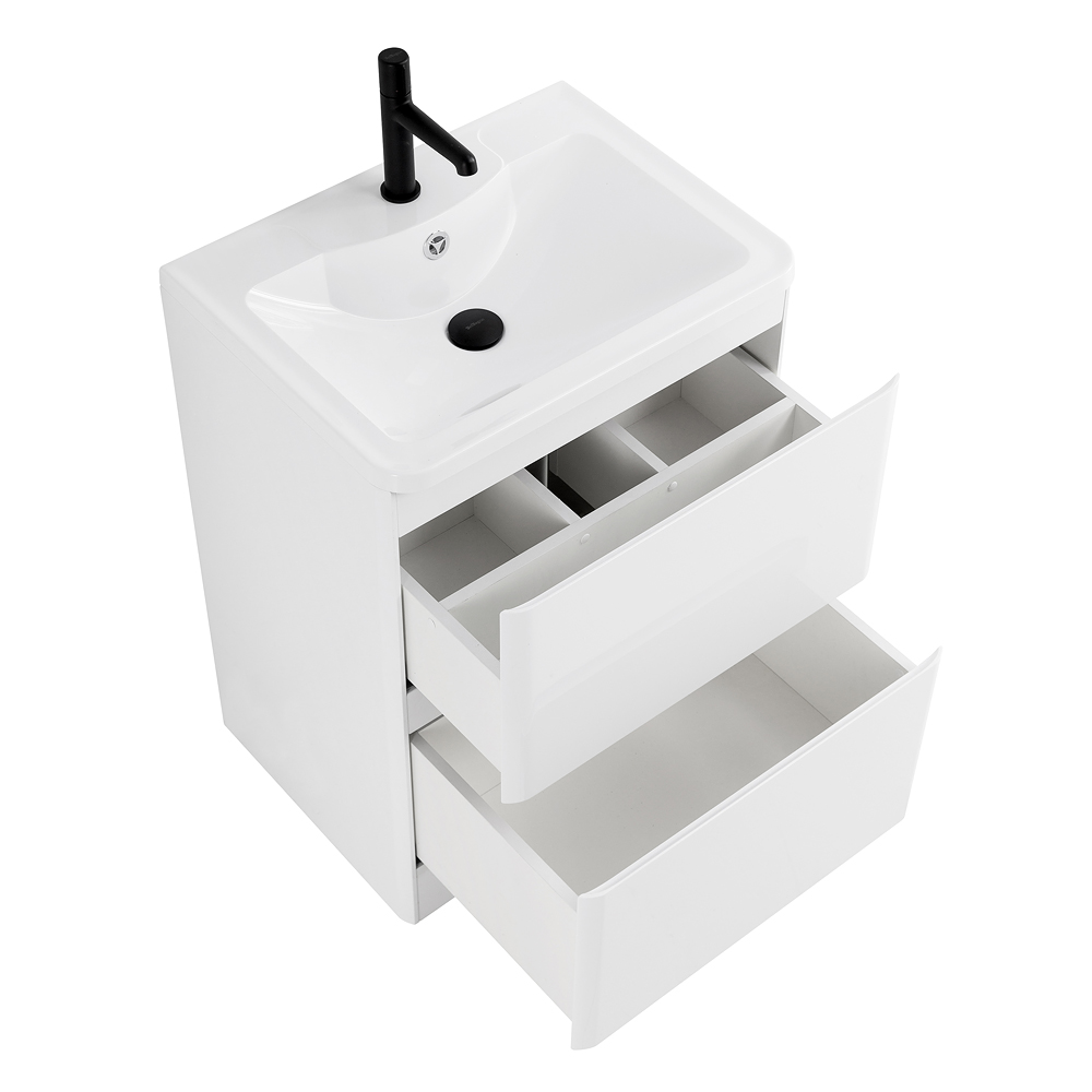 Тумба напольная с раковиной BelBagno ALBANO-600-2C-PIA-BL Bianco Lucido, раковина BB600/455-LV-MR-ALR