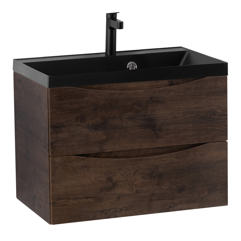 Тумба подвесная BelBagno MARINO-700-2C-SO-RW-P с черной раковиной