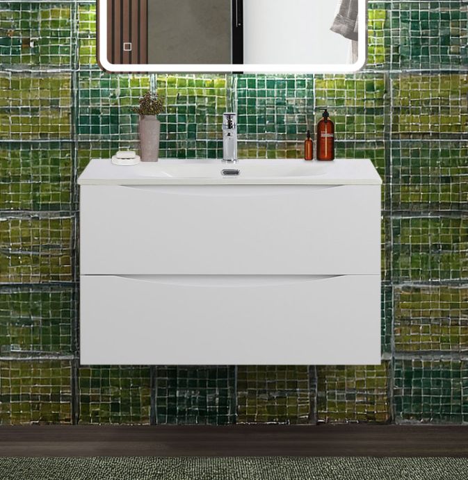 Тумба с раковиной подвесная BelBagno MARINO-CER-N-900-2C-SO-BO-P Bianco Opaco, раковина белая BB-8099-90