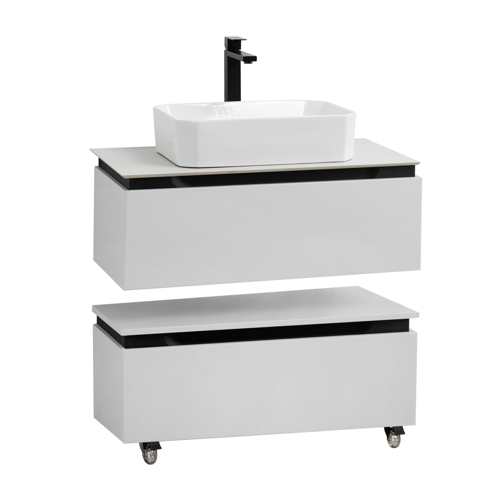 Мебель для ванной со столешницей и накладной раковиной Cezares SLIDER 80 Bianco Opaco SLIDER-800-1C-SO-BO