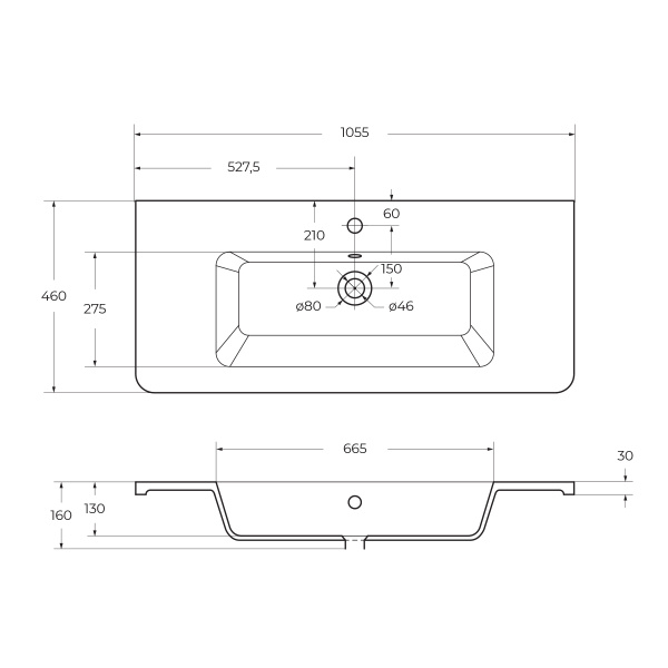 Тумба подвесная с керамической раковиной BelBagno ALBANO-CER-1050-2C-SO-PS