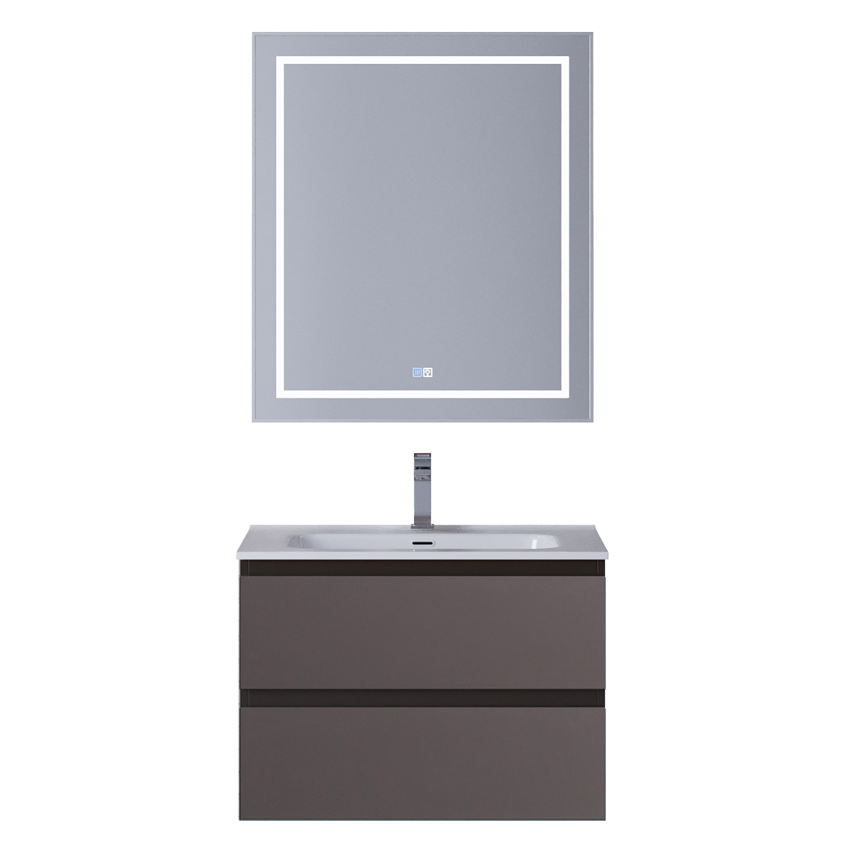 Тумба с раковиной подвесная BelBagno KRAFT-700-2C-SO-GSO Темно-Серый матовый, раковина белая BB700ETL