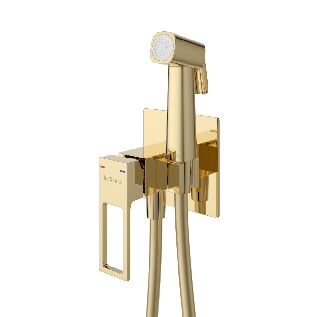 Встроенный смеситель BelBagno LUCE LUC-HGN-ORO с гигиеническим душем, золото
