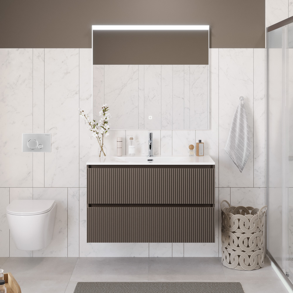 Тумба с раковиной подвесная BelBagno UNO-1200-2C-SO-СO Бежевый матовый, раковина белая BB-8099-120