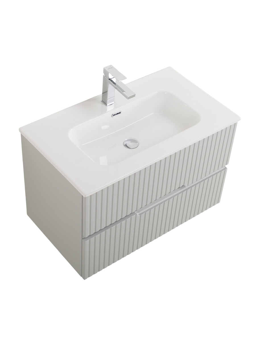 Тумба подвесная CEZARES DUET-N-800-2C-SO-GPR-P с раковиной CZR-8095-80, серый жемчужный