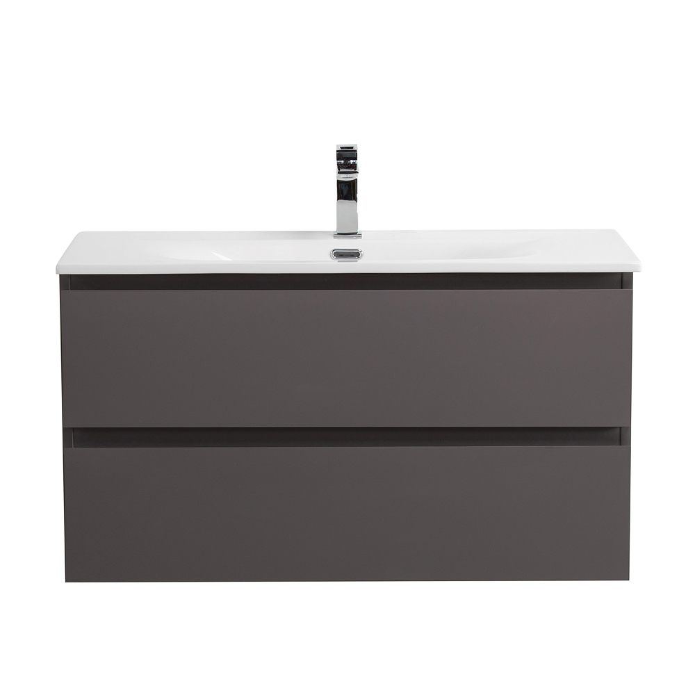 Тумба с раковиной подвесная BelBagno KRAFT-1000-2C-SO-GSO Темно-Серый матовый, раковина белая BB-8099-100
