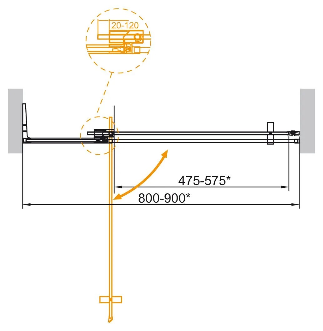 Дверь в проём Cezares SLIDER-B-1-80/90-GRIGIO-NERO