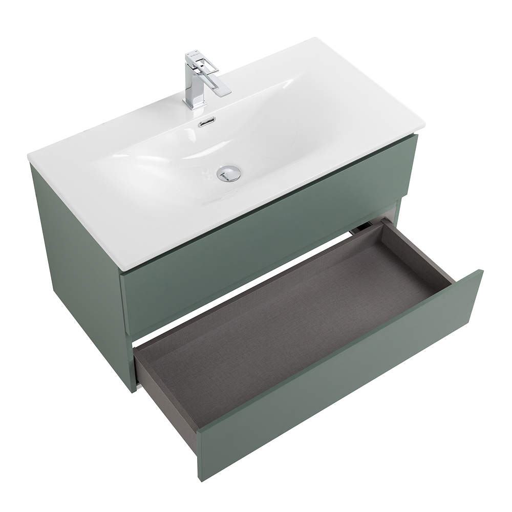 Тумба с раковиной подвесная BelBagno KRAFT-900-2C-SO-VO Еловый матовый, раковина белая BB-8099-90