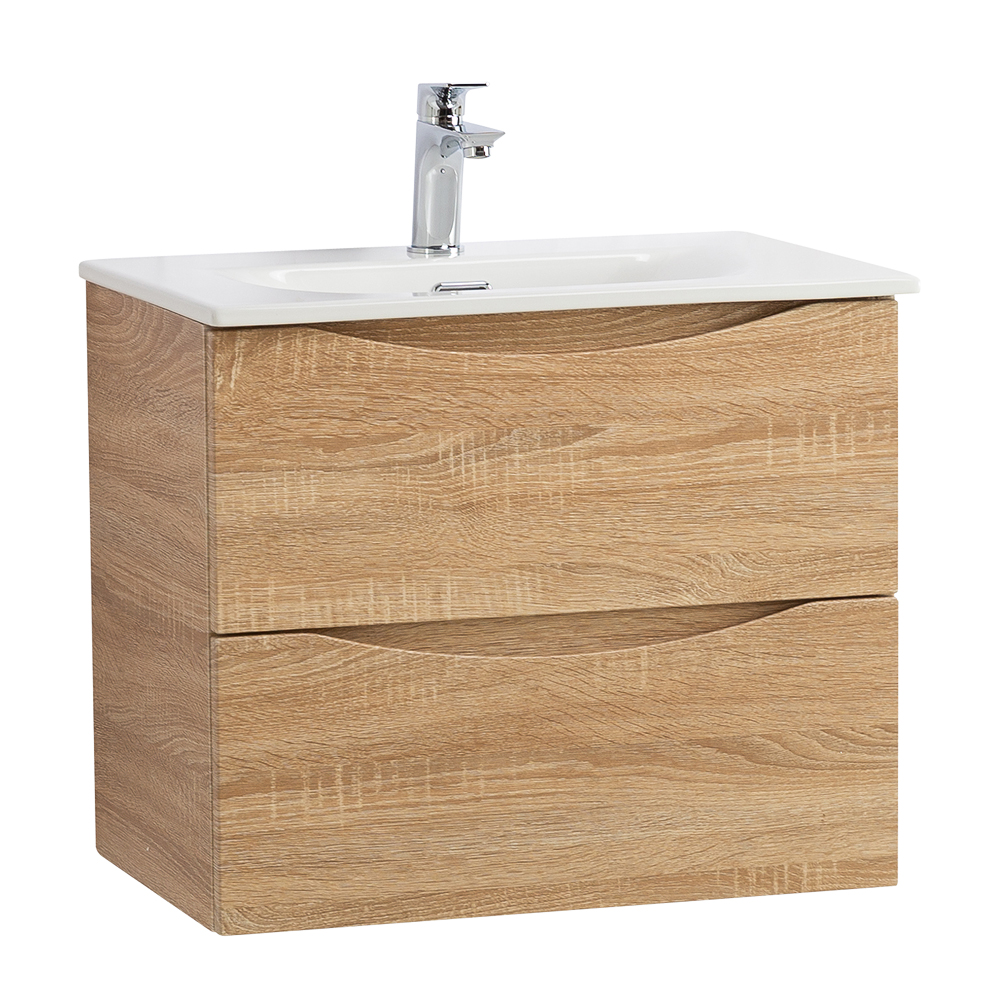 Тумба с раковиной подвесная BelBagno MARINO-CER-MINI-700-2C-SO-WO-P Rovere Bianco, раковина белая BB-8099-3-70