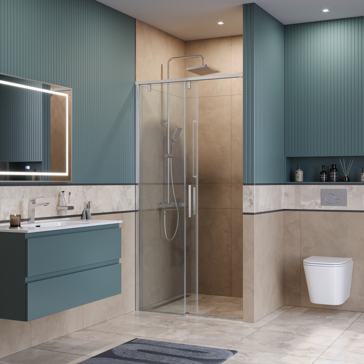 Душевая дверь шириной 120см BelBagno SOFT_CLOSE-1-BF-1-120-C-Cr профиль хром, стекло прозрачное