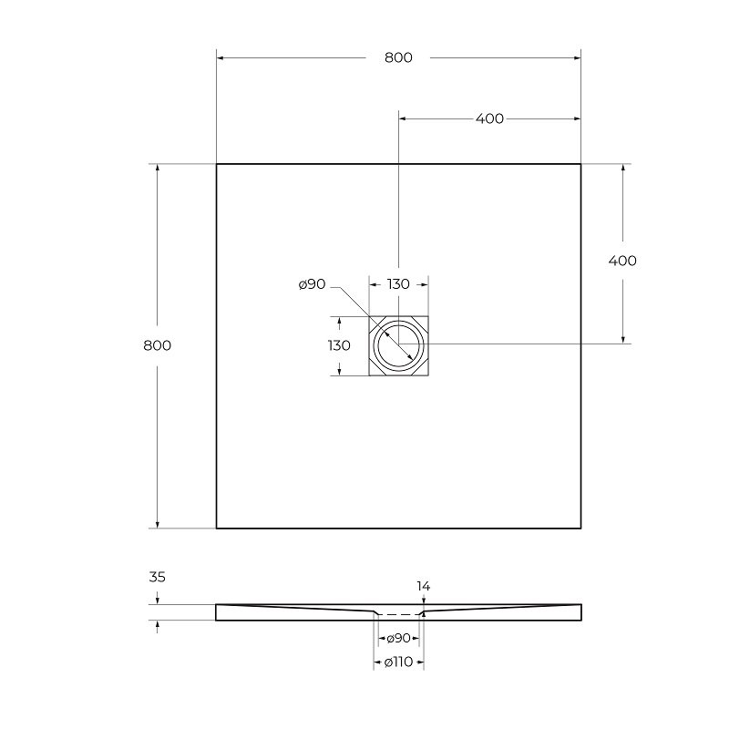 Поддон из искусственного мрамора Belbagno TRAY-MR-UNO-A-80-35-W-CR