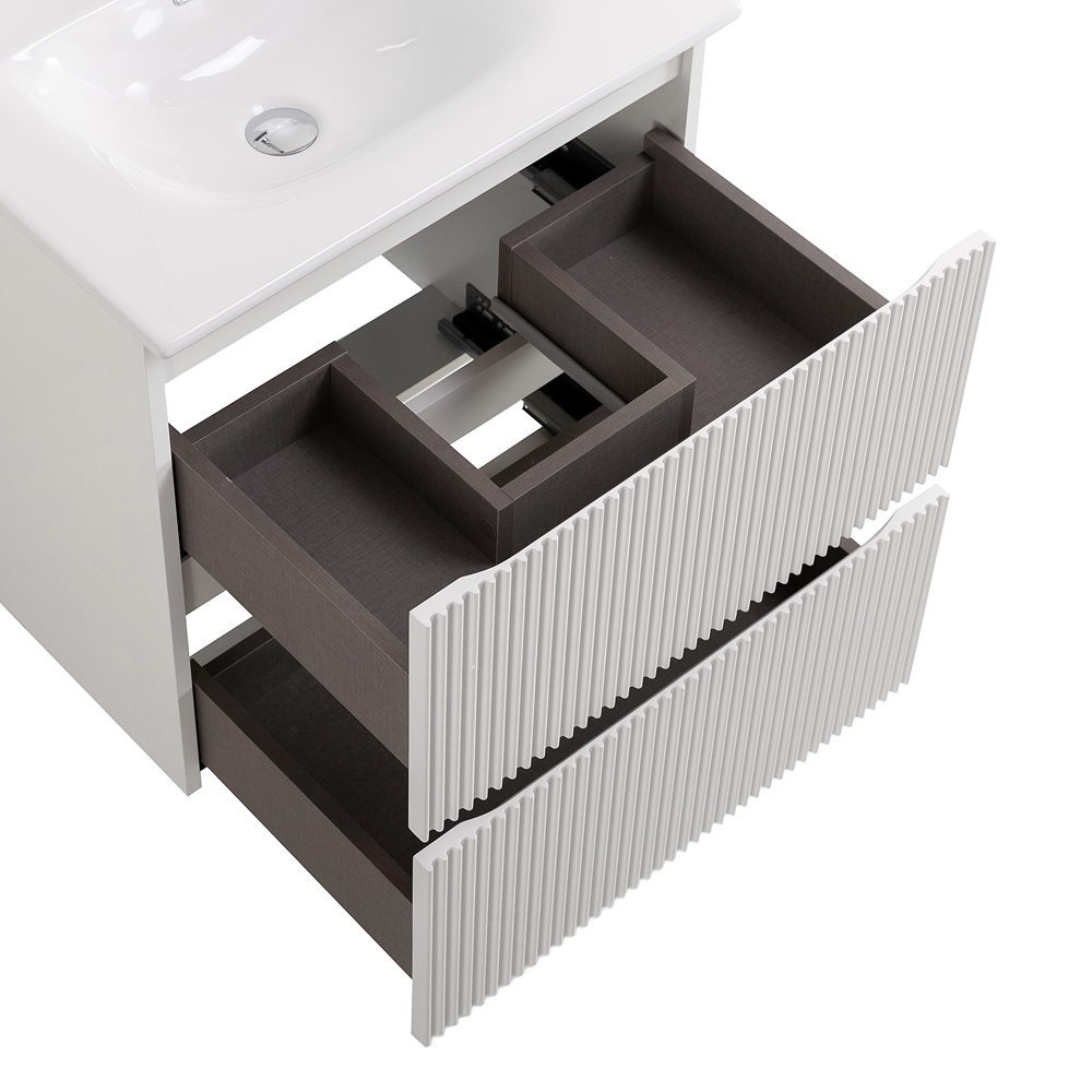 Тумба с раковиной подвесная BelBagno UNO-600-2C-SO-BO Bianco Opaco, раковина белая BB-8099-60