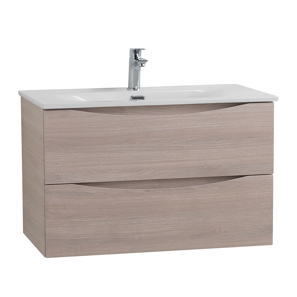 Тумба с раковиной подвесная BelBagno MARINO-CER-MINI-800-2C-SO-RG-P Rovere Grigio, раковина белая BB-8099-3-80