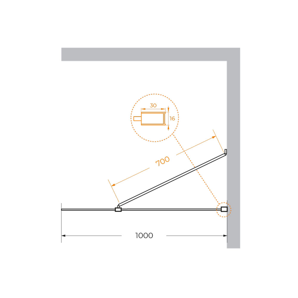 Душевая перегородка Cezares LIBERTA-L-1-TB-100-C-NERO