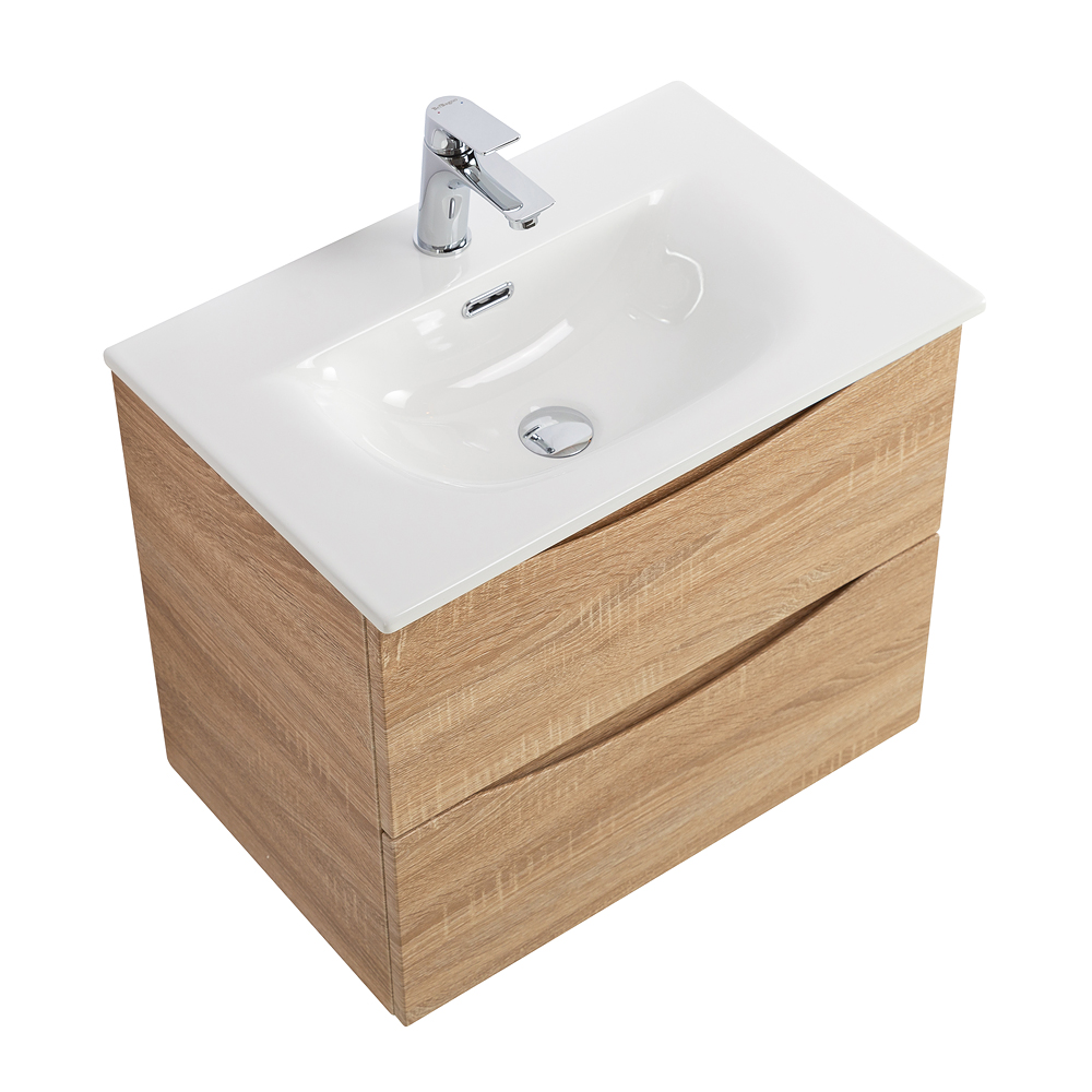 Тумба с раковиной подвесная BelBagno MARINO-CER-MINI-600-2C-SO-WO-P Rovere Bianco, раковина белая BB-8099-3-60