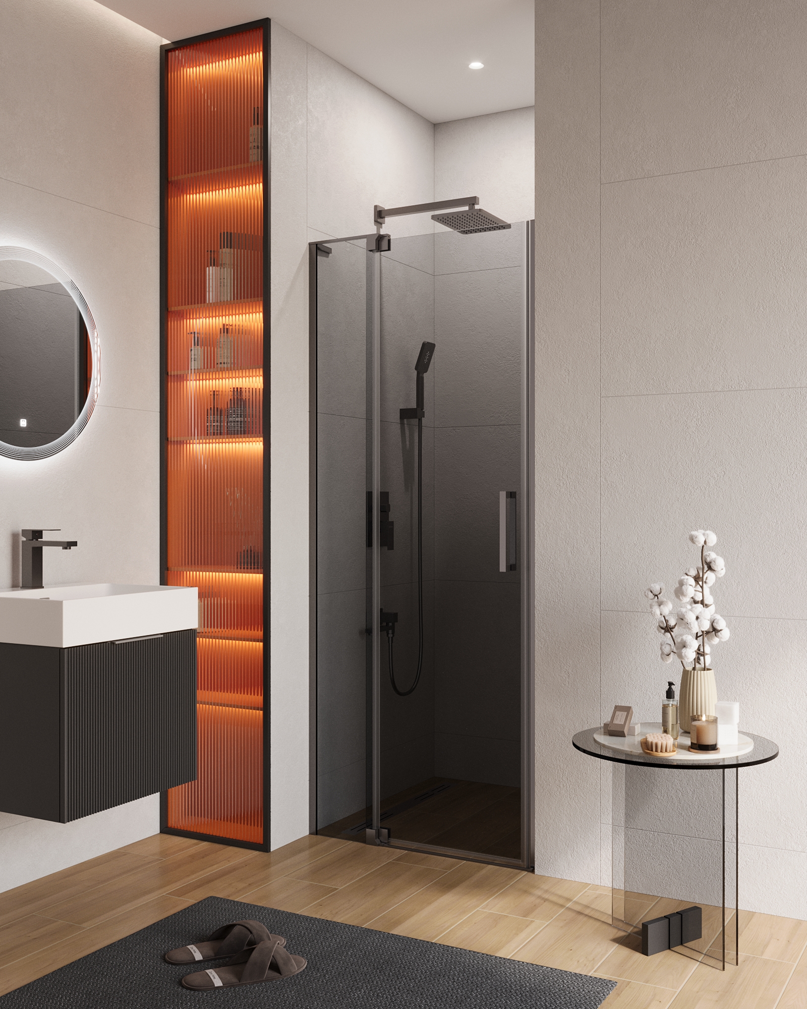 купить Душевая дверь в нишу CEZARES SLIDER-B-1-80/90-GRIGIO-GM 