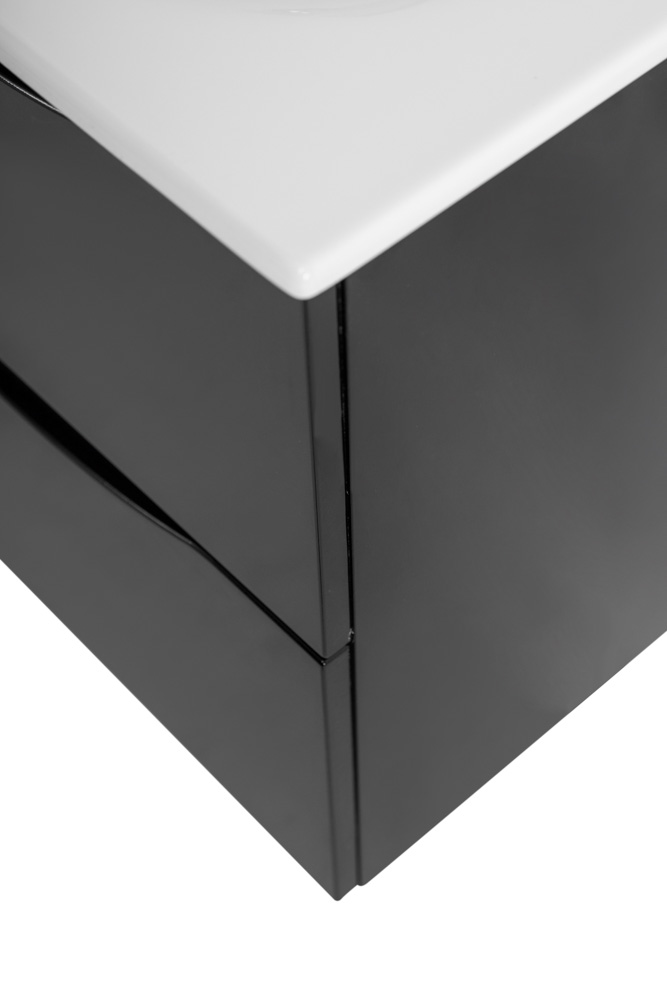 Тумба с раковиной подвесная BelBagno MARINO-CER-MINI-500-2C-SO-NL-P Nero Lucido, раковина белая BB-8099-3-50
