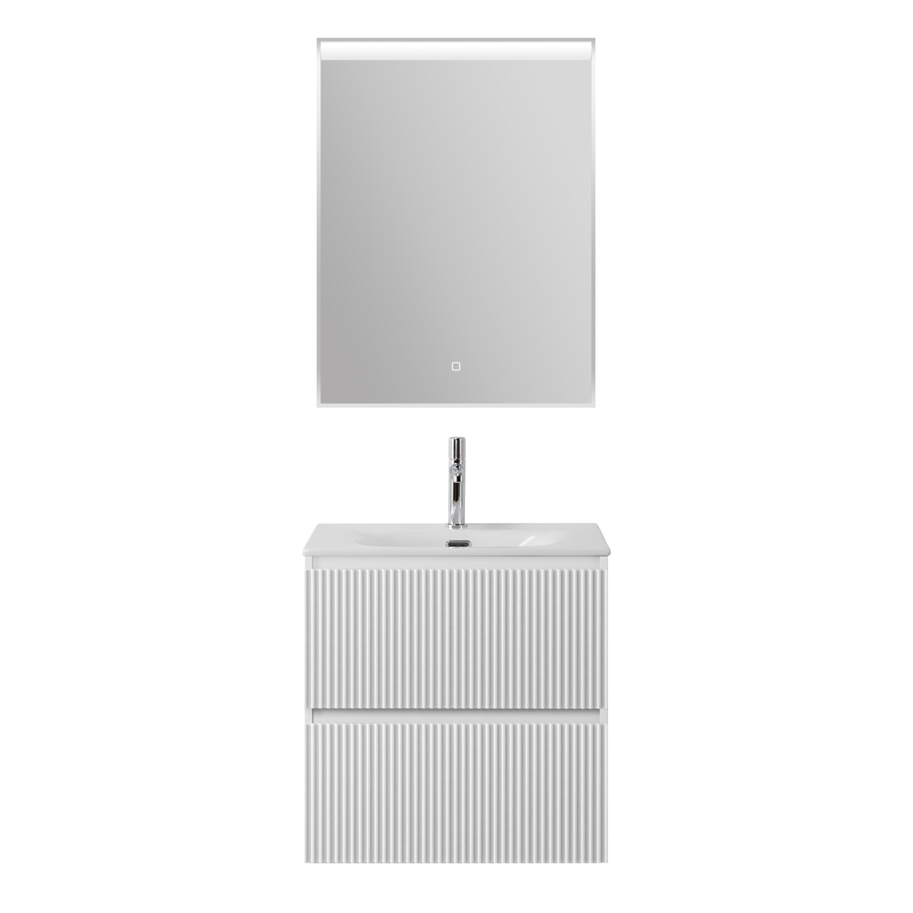 Тумба с раковиной подвесная BelBagno UNO-MINI-600-2C-SO-BO Bianco Opaco, раковина белая BB-8099-3-60