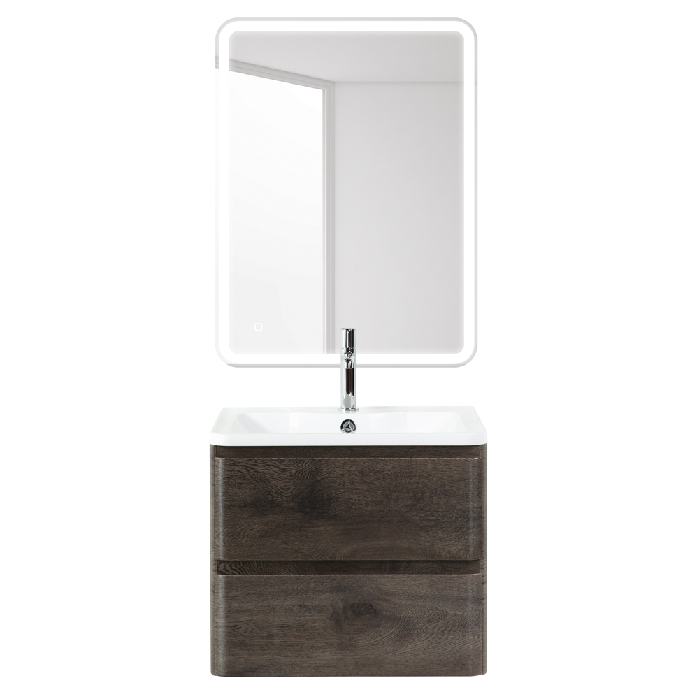 Тумба подвесная с раковиной BelBagno ALBANO-600-2C-SO-RNG Rovere Nature Grigio, раковина BB600/455-LV-MR-ALR