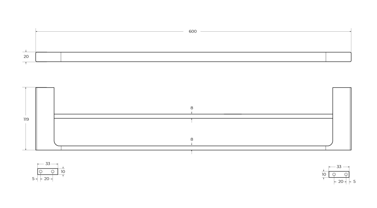 Полотенцедержатель двойной Cezares SLIDER-THD-60-NOP