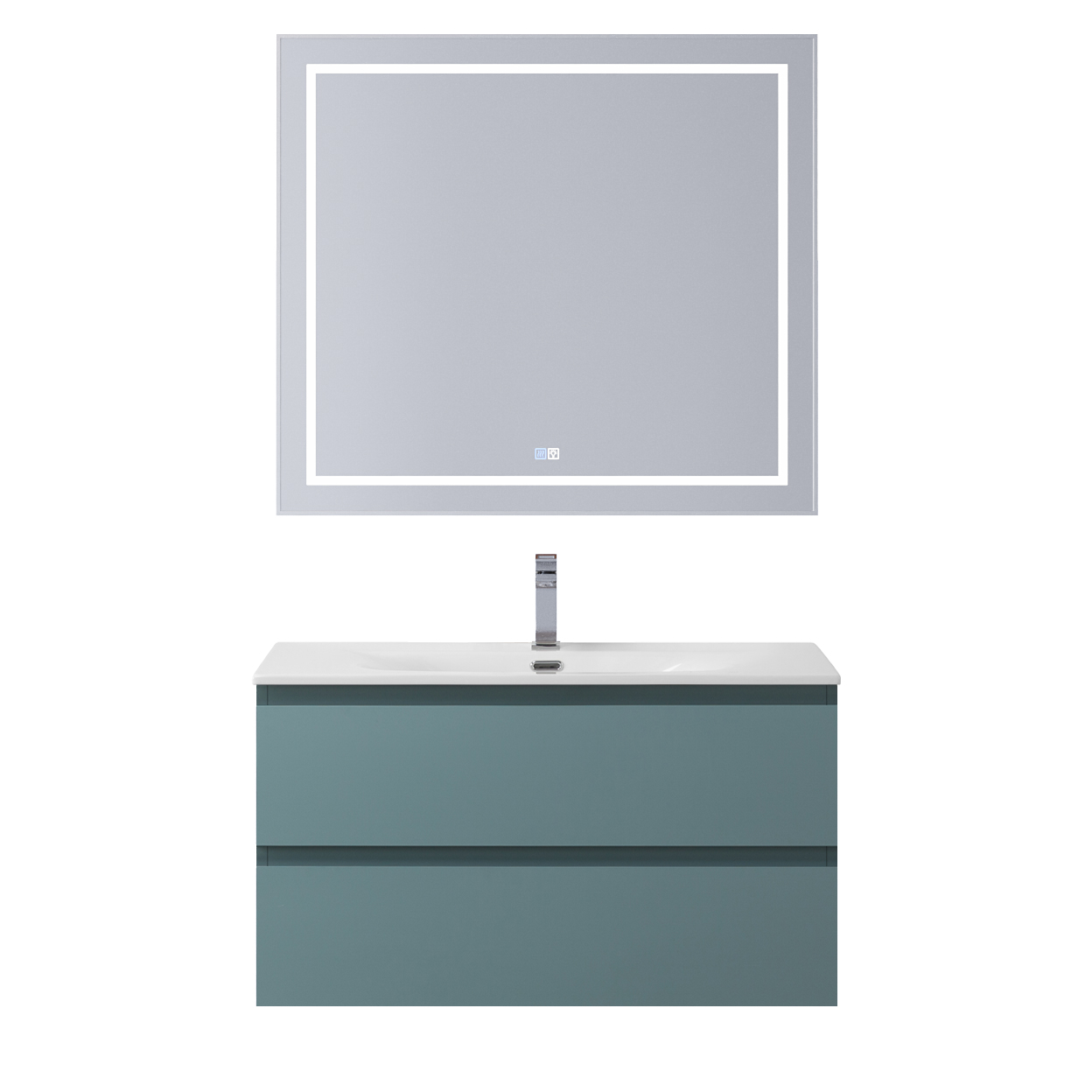 Тумба с раковиной подвесная BelBagno KRAFT-900-2C-SO-AO Голубой матовый, раковина белая BB-8099-90