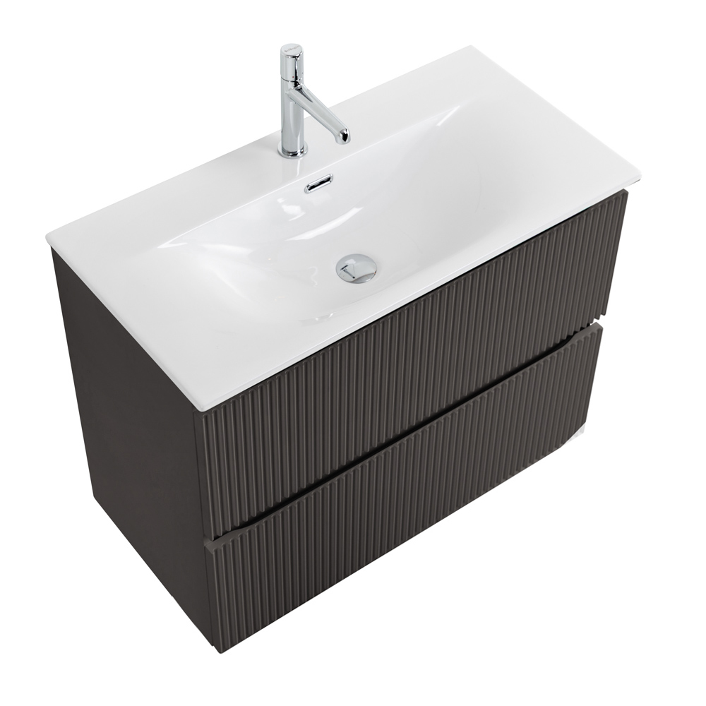 Тумба с раковиной подвесная BelBagno UNO-MINI-700-2C-SO-GSO Темно-Серый матовый, раковина белая BB-8099-3-70