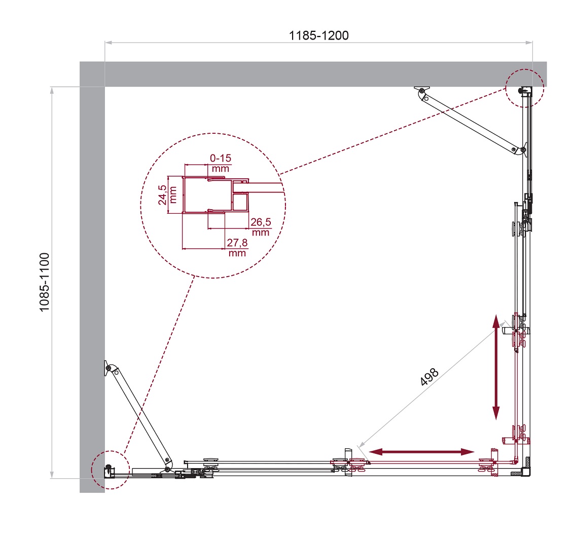 Душевой уголок LUCE-AH-22-120/110-C-Cr
