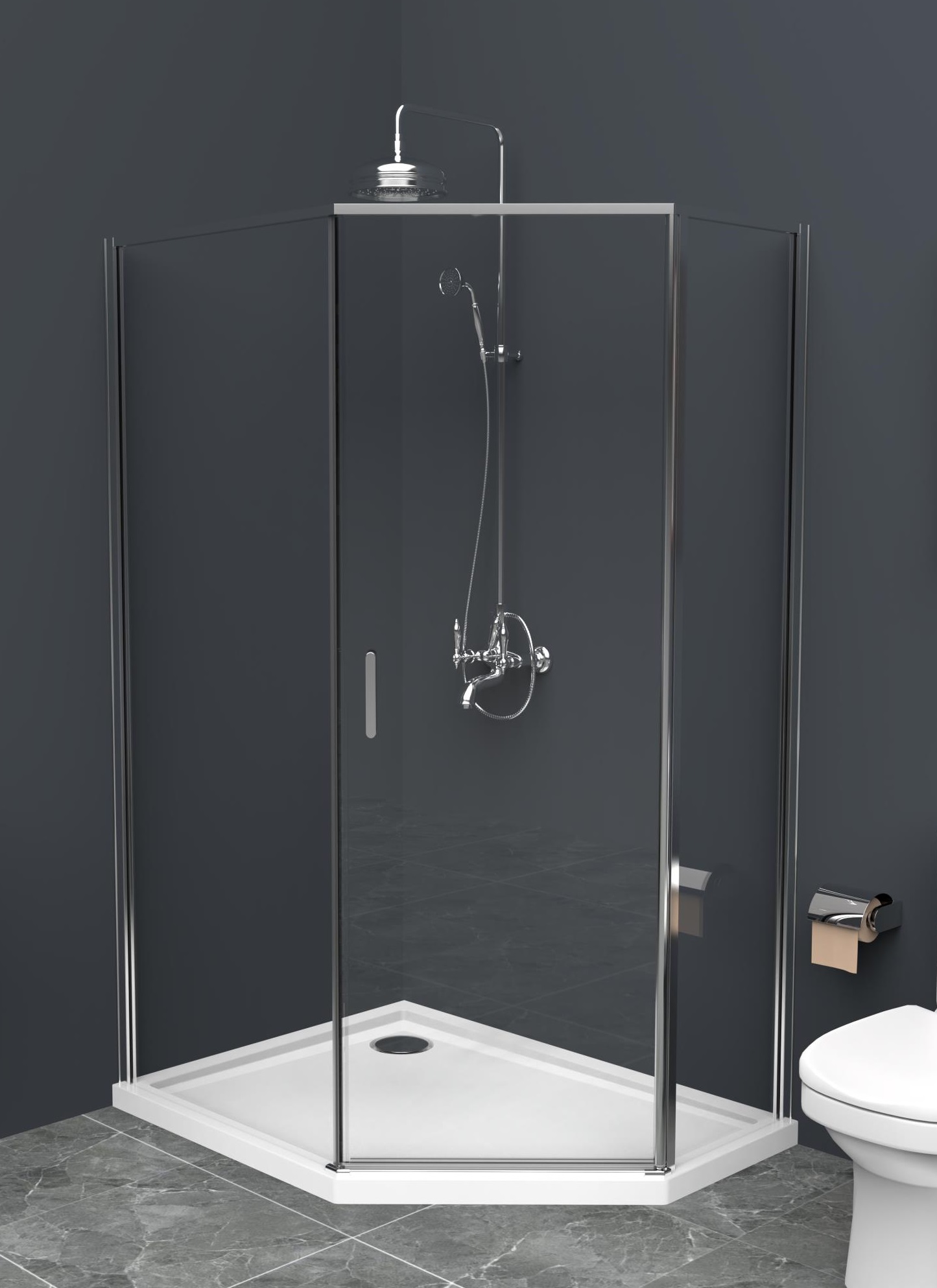 Душевой уголок BelBagno UNO-195-PH-1-100/80-C-Cr