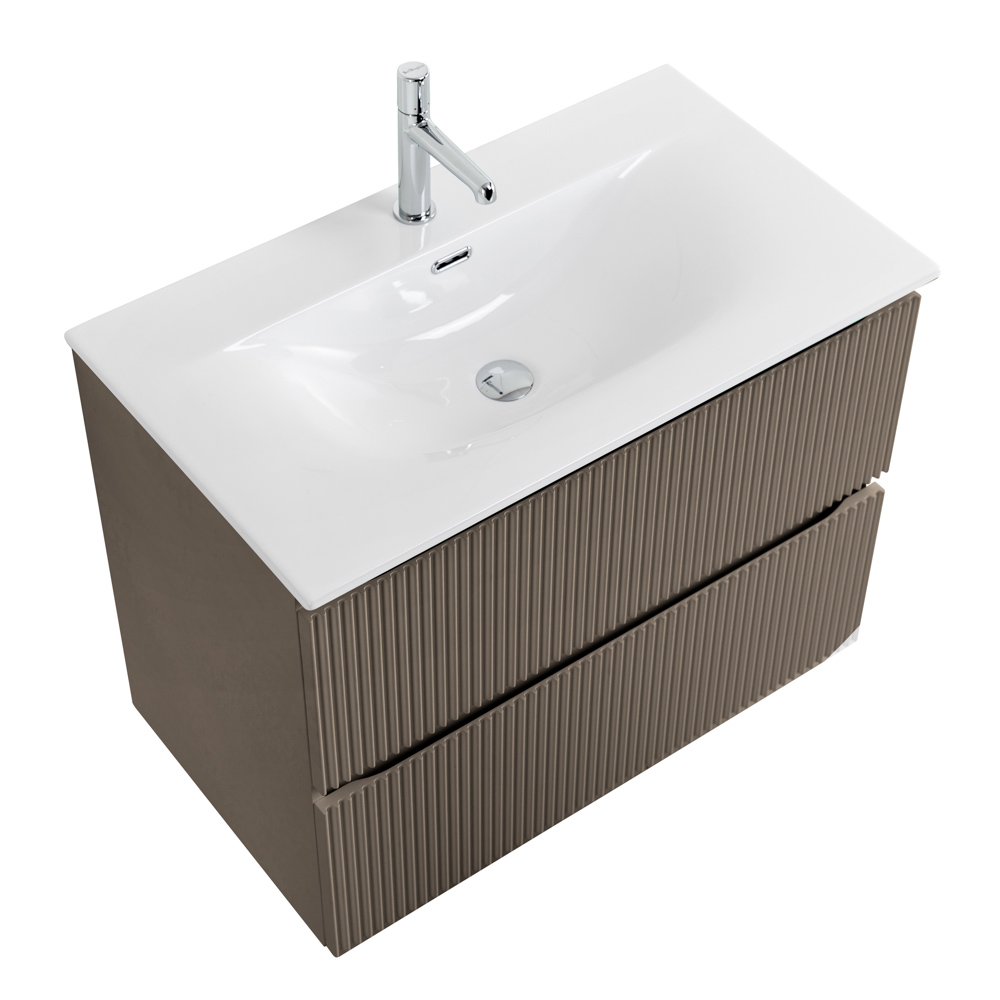 Тумба с раковиной подвесная BelBagno UNO-800-2C-SO-СO Бежевый матовый, раковина белая BB-8099-80