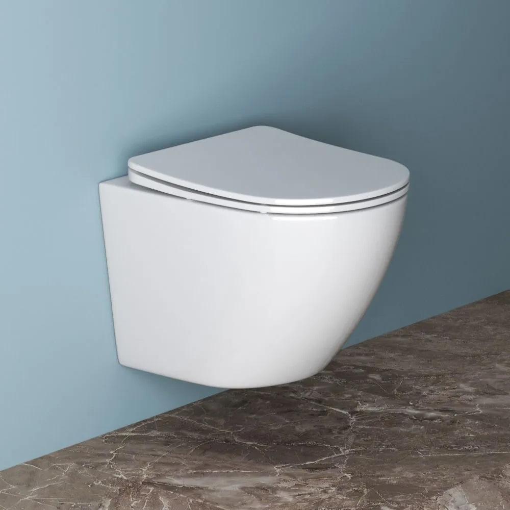 Унитаз подвесной безободковый с сиденьем BelBagno UNO BB3105CHR/SC