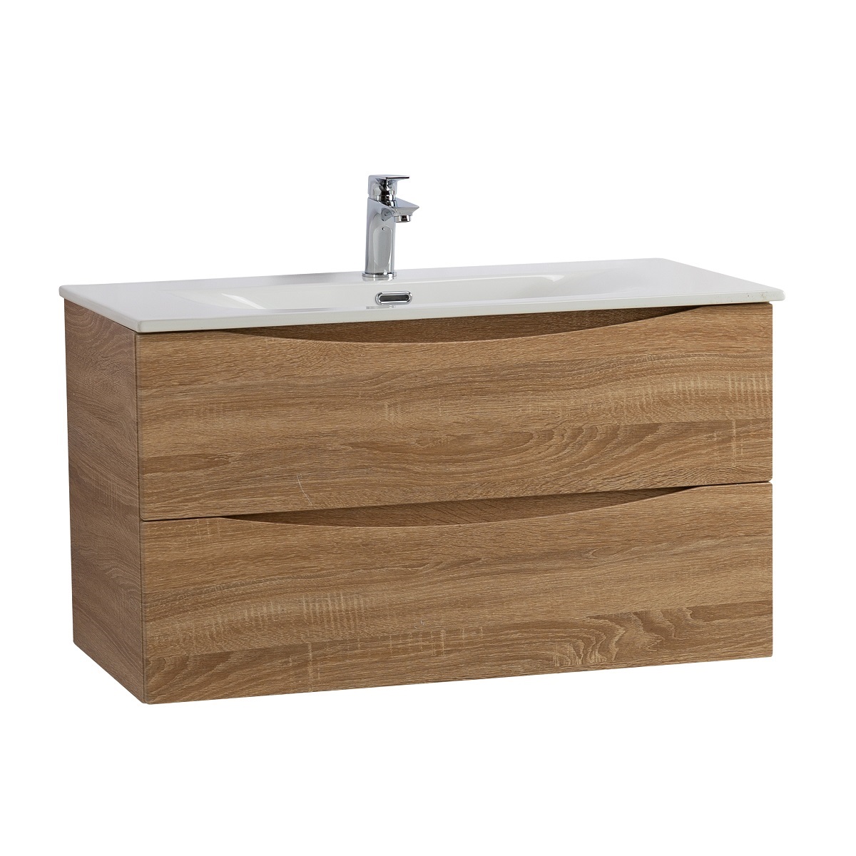 Тумба с раковиной подвесная BelBagno MARINO-CER-N-900-2C-SO-WO-P Rovere Bianco, раковина белая BB-8099-90