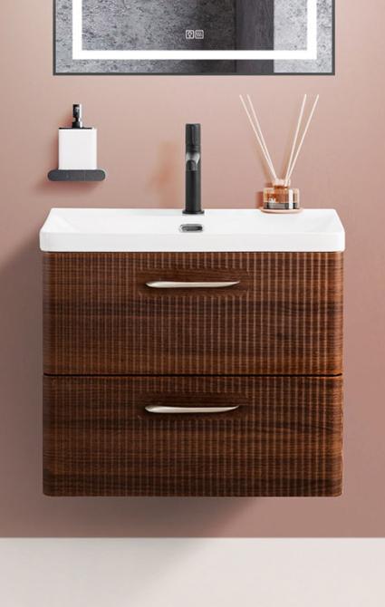 купить Подвесная тумба с раковиной Belbagno DUE 60 см Noce DUE-600-2C-SO-NOCE-P + BB-8076-3-60 