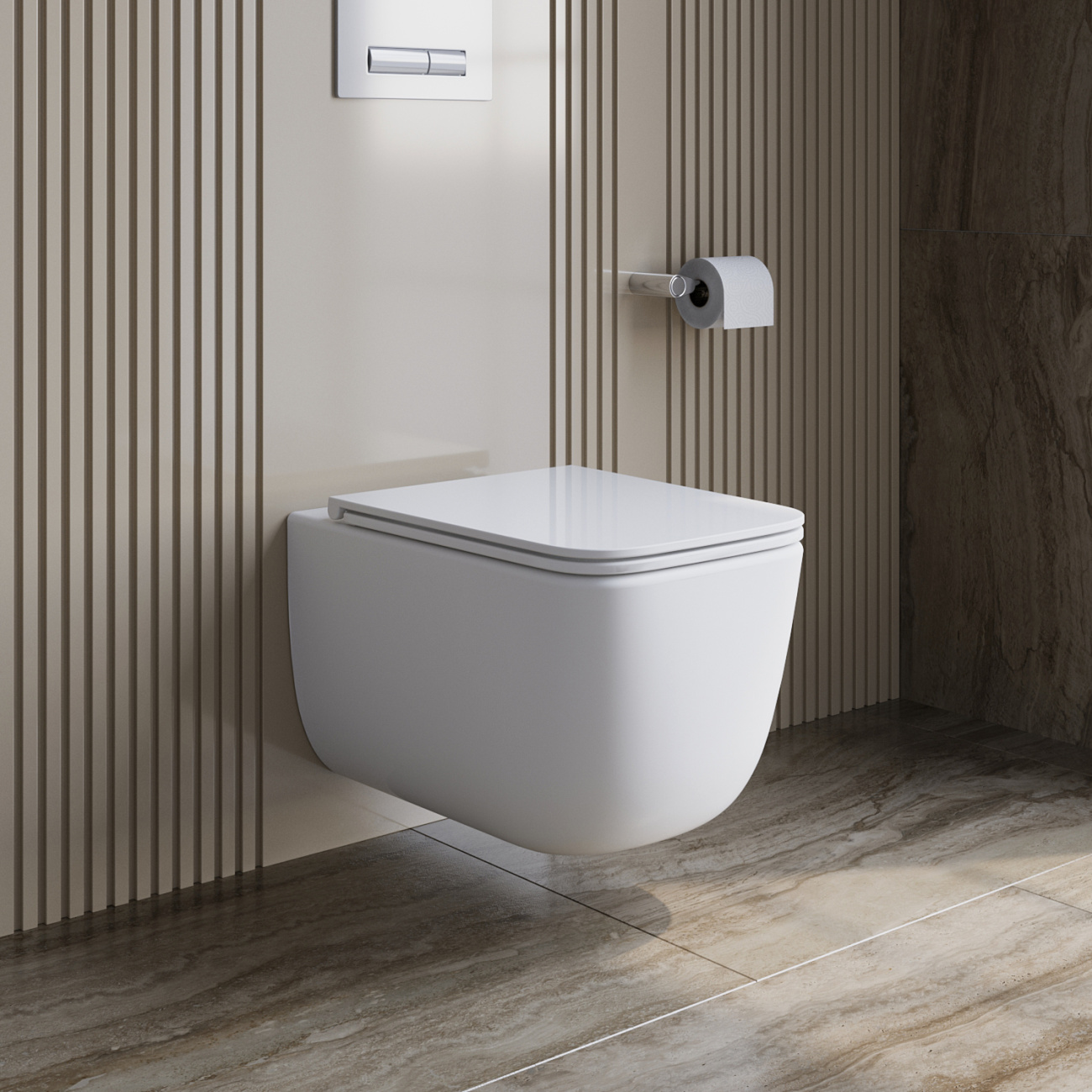 купить Унитаз подвесной безободковый с сиденьем и смывом TORNADO BelBagno LUCE-TOR BB076CH-TOR/SC 