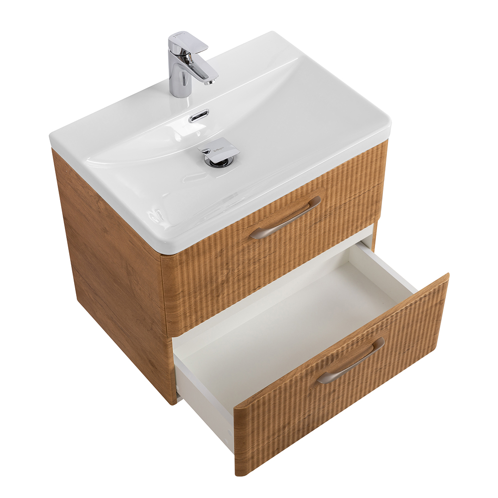 Тумба подвесная с раковиной Belbagno DUE 50 см Rovere Nature DUE-500-2C-SO-RN-P + BB-8076-3-50
