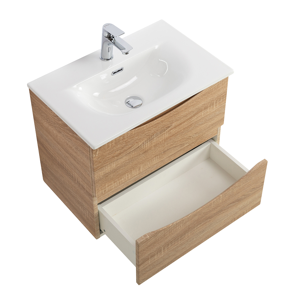 Тумба с раковиной подвесная BelBagno MARINO-CER-MINI-600-2C-SO-WO-P Rovere Bianco, раковина белая BB-8099-3-60