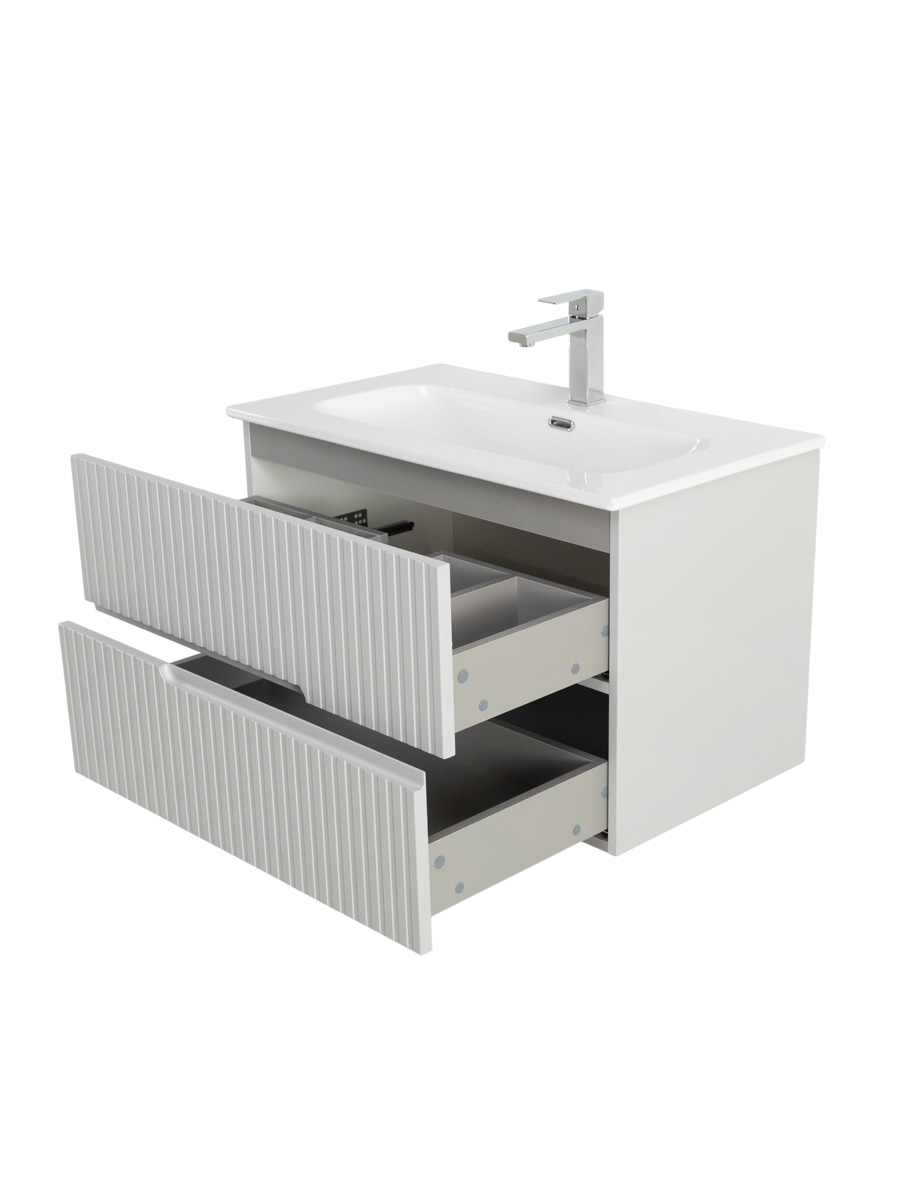 Тумба подвесная CEZARES DUET-N-800-2C-SO-GPR-P с раковиной CZR-8073-80, серый жемчужный
