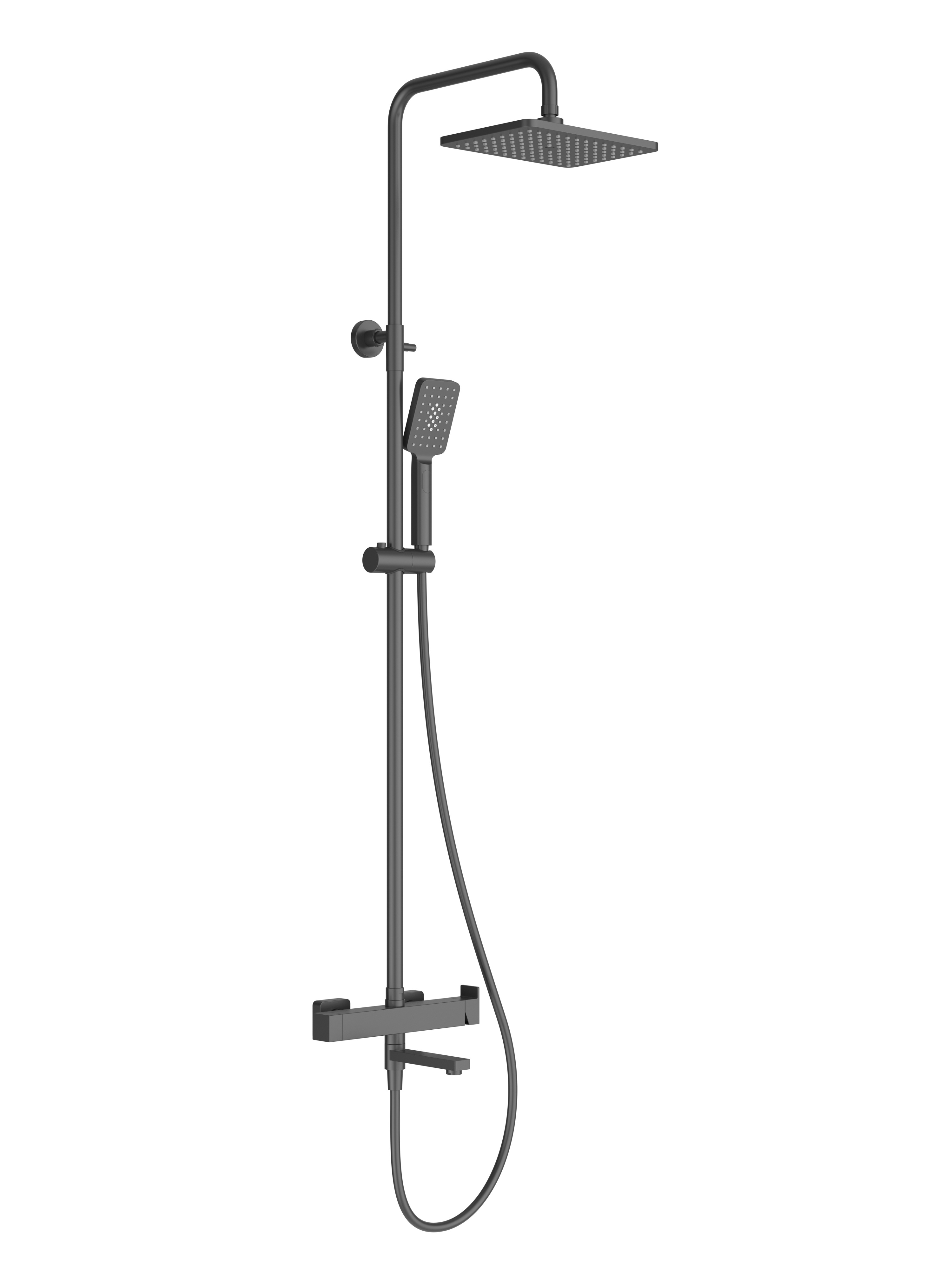 Душевая стойка CEZARES SLIDER-CVD-NOP со смесителем и поворотным изливом, черный матовый