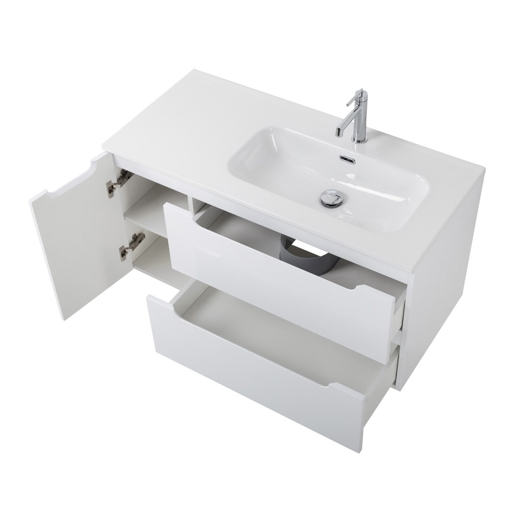 Подвесная тумба с раковиной BelBagno ETNA 100 Bianco Lucido правая, ETNA-1000-2C-1A-SO-BL-R + BB1000ETL-R