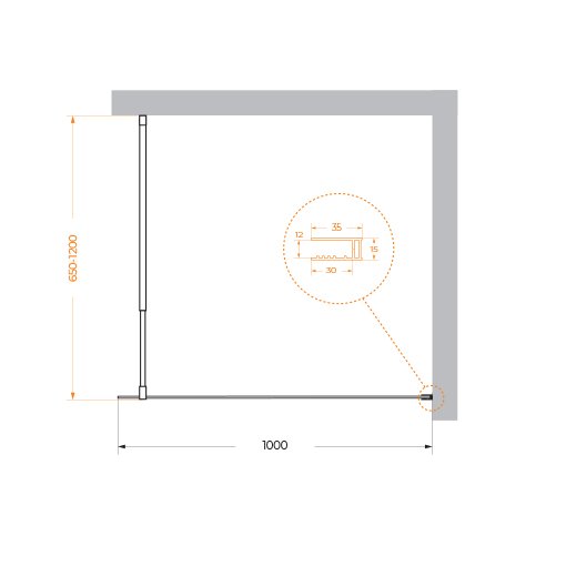 Душевая перегородка BelBagno KRAFT-L-1-100-C-NERO