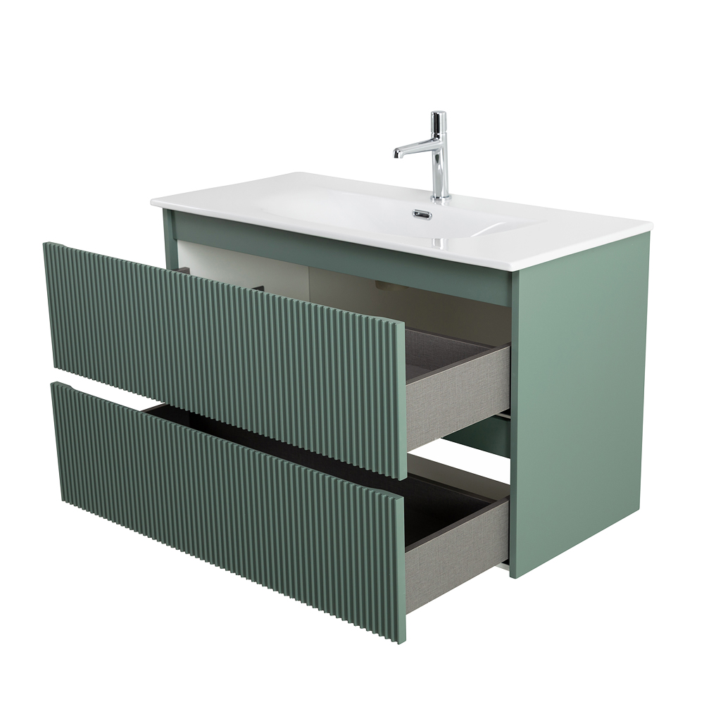 Тумба с раковиной подвесная BelBagno UNO-1000-2C-SO-VO Еловый матовый, раковина белая BB-8099-100