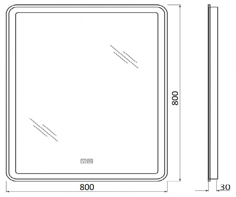 Зеркало BelBagno SPC-MAR-800-800-LED-TCH-WARM
