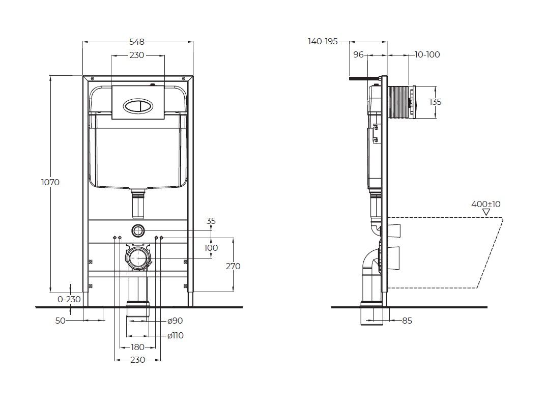 Система инсталляции для подвесных унитазов BelBagno BB026 с кнопкой смыва BB071CR