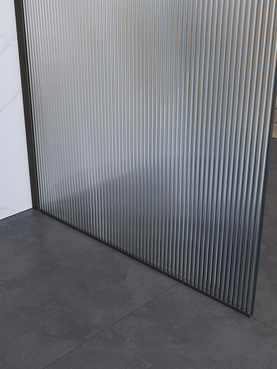 Душевая перегородка BelBagno UNO-L-1-TB-90-FL-GM профиль оружейная сталь, стекло  рифленое FLUTTO