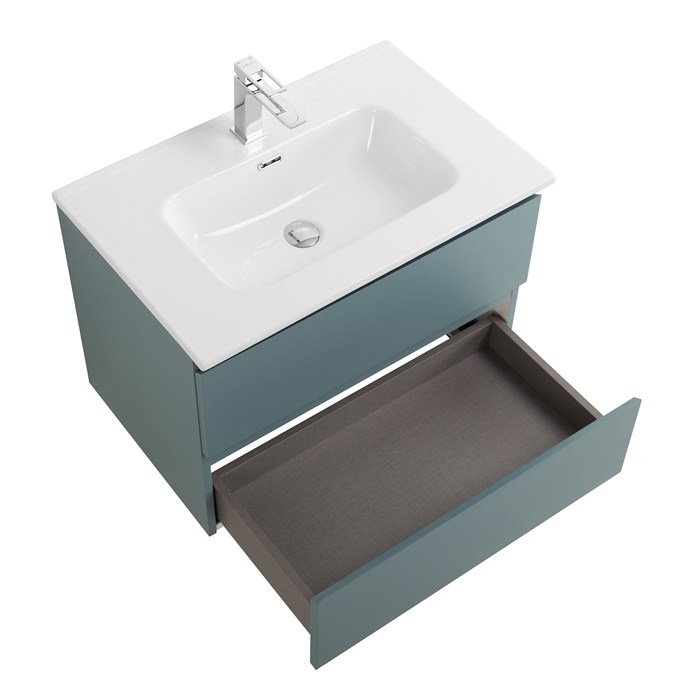 Тумба с раковиной подвесная BelBagno KRAFT-600-2C-SO-AO Голубой матовый, раковина белая BB600ETL