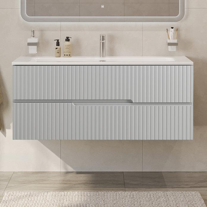 купить Тумба подвесная CEZARES DUET-N-1200-2C-SO-GPR-P с раковиной CZR-8073-120, серый жемчужный 