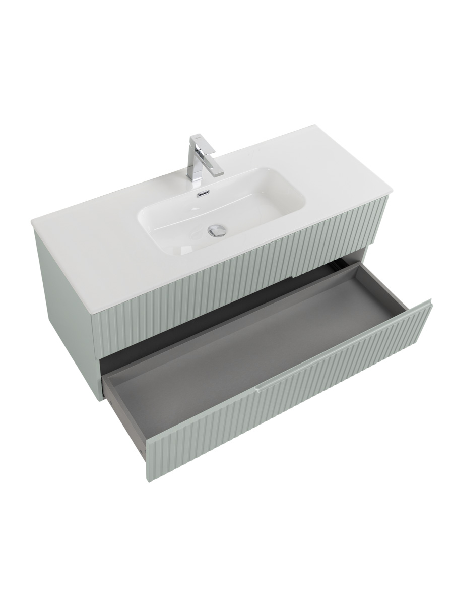 Тумба подвесная CEZARES DUET-N-1200-2C-SO-VPR-P с раковиной CZR-8095-120, зеленый жемчужный