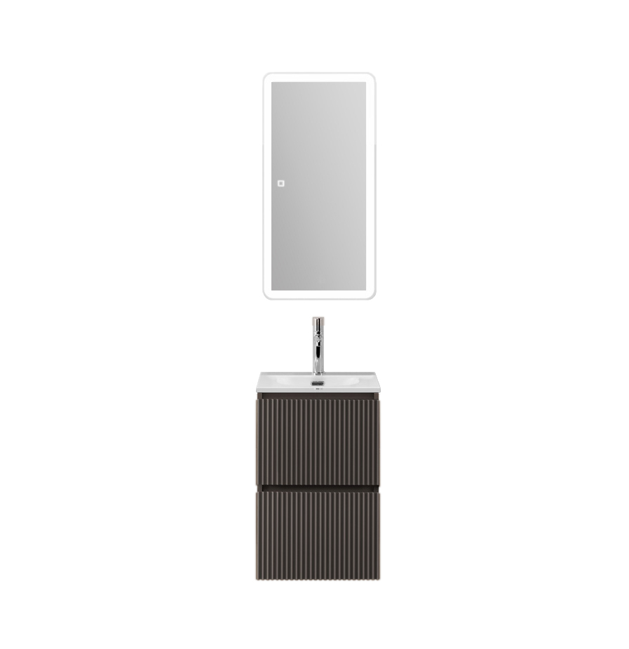 Тумба с раковиной подвесная BelBagno UNO-MINI-400-2C-SO-GSO Темно-Серый матовый, раковина белая BB-8099-3-40