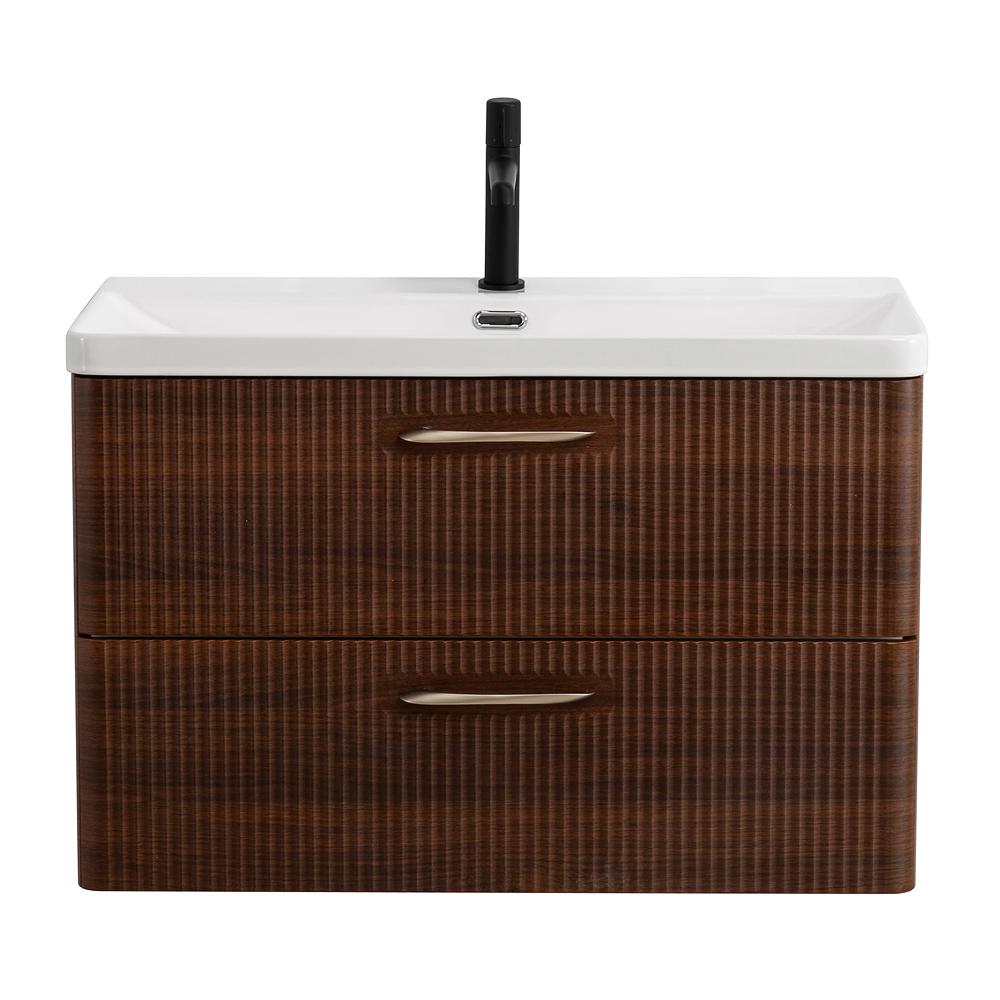 Подвесная тумба с раковиной Belbagno DUE, 80 см Noce DUE-800-2C-SO-NOCE-P + BB-8076-3-80