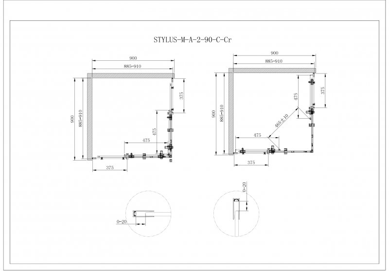 Душевой уголок Cezares STYLUS-O-M-A-2-90-C-Cr