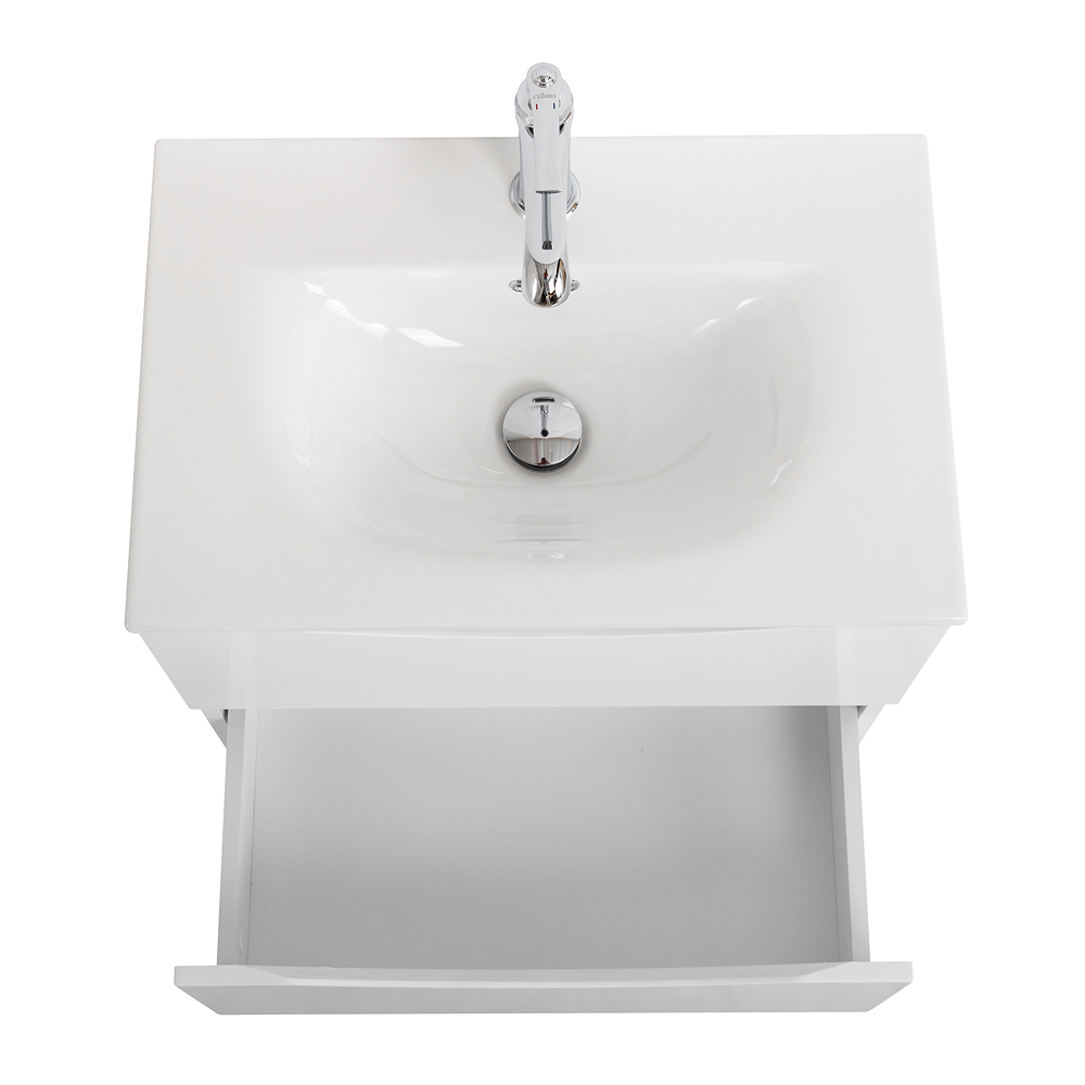 Тумба с раковиной подвесная BelBagno MARINO-CER-MINI-600-2C-SO-BL-P Bianco Lucido, раковина белая BB-8099-3-60